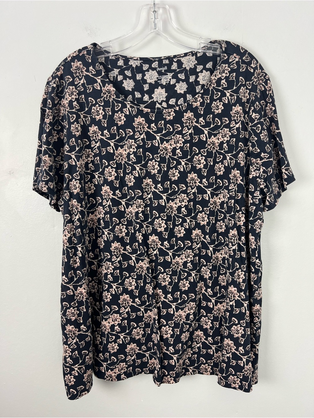 Pure jill Scoop Neck Elliptical Tee Pima Cotton Floral